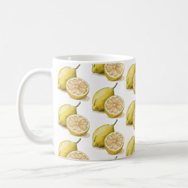 Mug Motif sans couture moderne aquarelle citron jaune  (Gauche)
