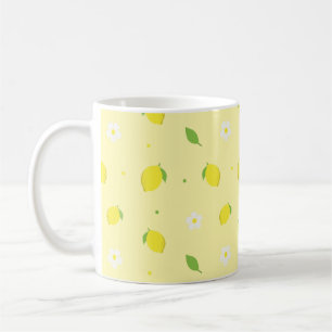 Mug Motif sans couture orange jaune avec fleurs blanch