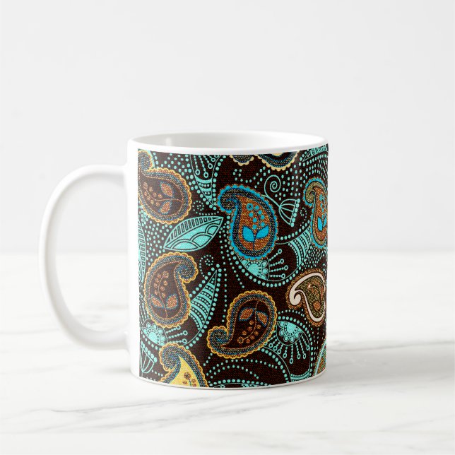 Mug Motif sans couture Paisley, effet de texture jean  (Gauche)