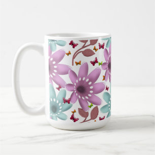 Mug Motif sans couture papillon floral   Rose et menth