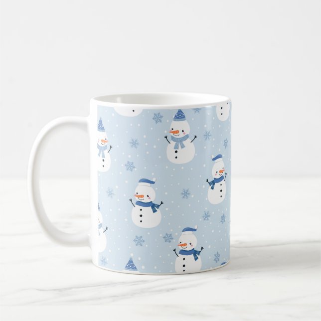Mug Motif sans couture Snowman, arrière - plan d'hiver (Gauche)