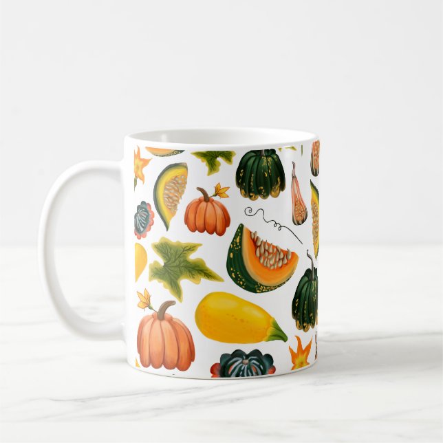 Mug Motif sans faille de citrouilles et de feuilles su (Gauche)