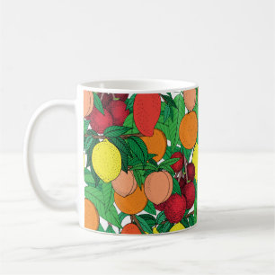 Mug Motif sans soudure, dessin à la main, orange,
