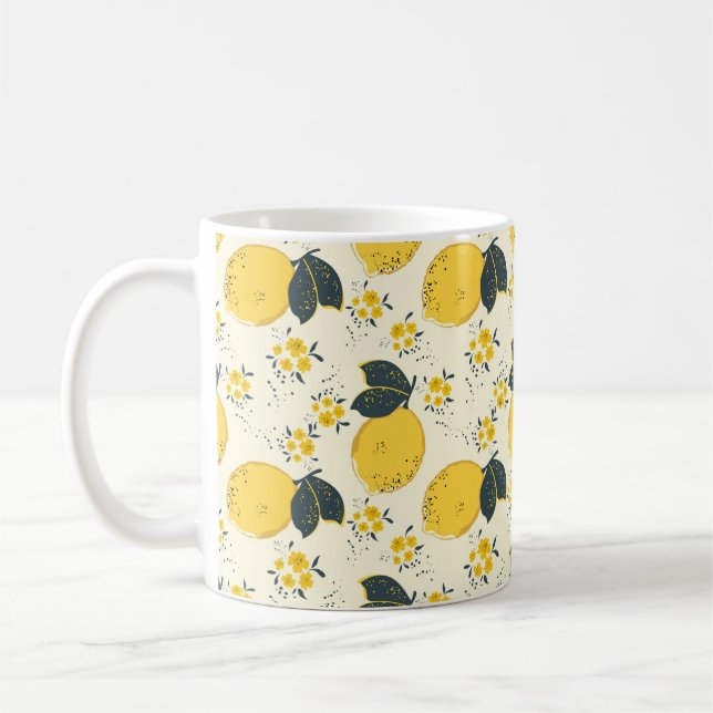 Mug Motif sans soudure en agrumes avec citron jaune co (Gauche)