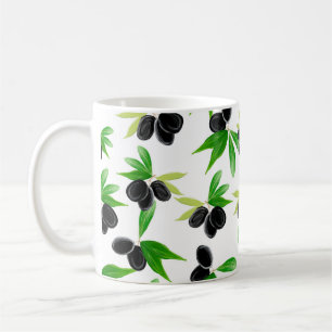 Mug Motif sans soudure Gouache avec branche d'olivier,