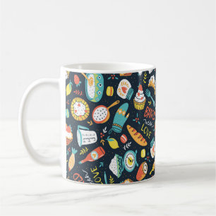 Mug Motif sans soudure rétro boulangerie avec points e