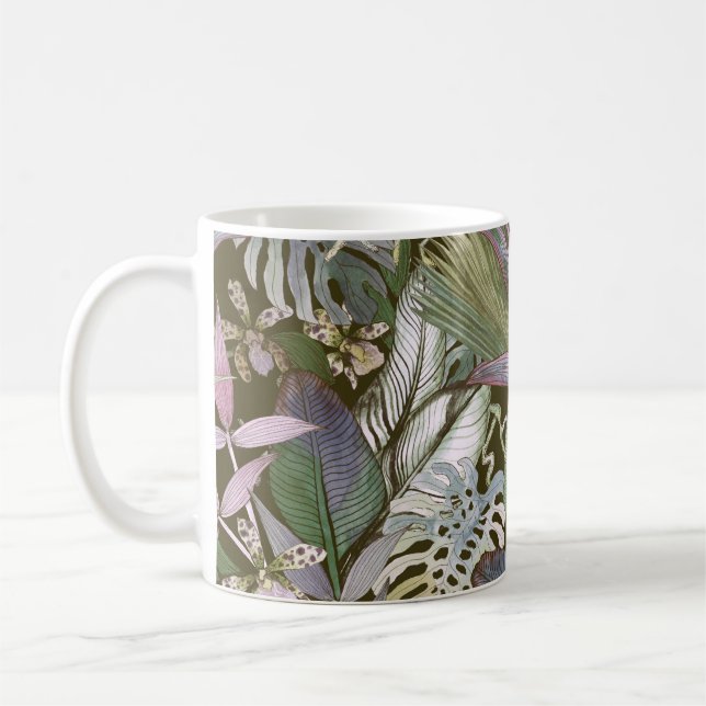 Mug Motif sans soudure tropicale avec fleurs tropicale (Gauche)