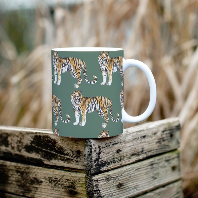 Mug Motif sauvage des tigres d'aquarelle tropicale mod (Créateur téléchargé)