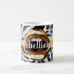 Mug Motif sauvage lèvres dorées Cadeau Décor Beauté Fé