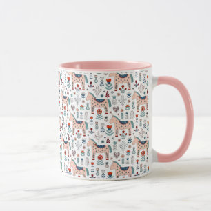 Mug Motif scandinave d'art populaire de cheval