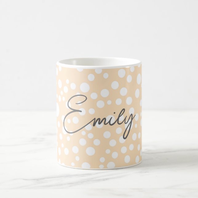 Mug Motif simple blanc pointillé sur arrière - plan pê (Centre)