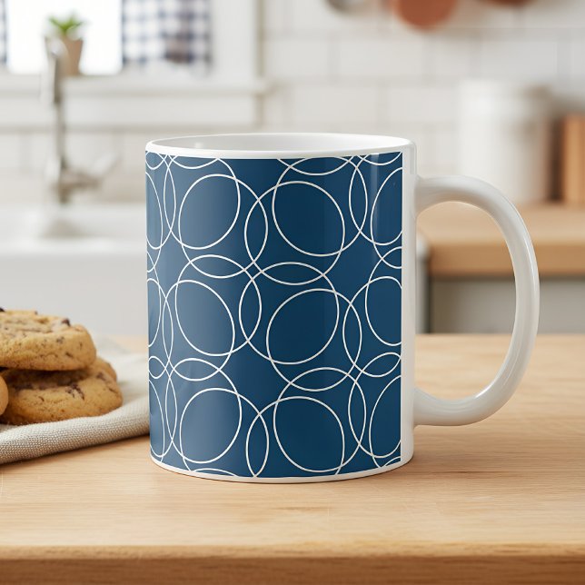 Mug Motif simple moderne (blue mug with circle pattern)