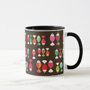 Mug Motif sous-marin 2 de rétros poissons abstraits