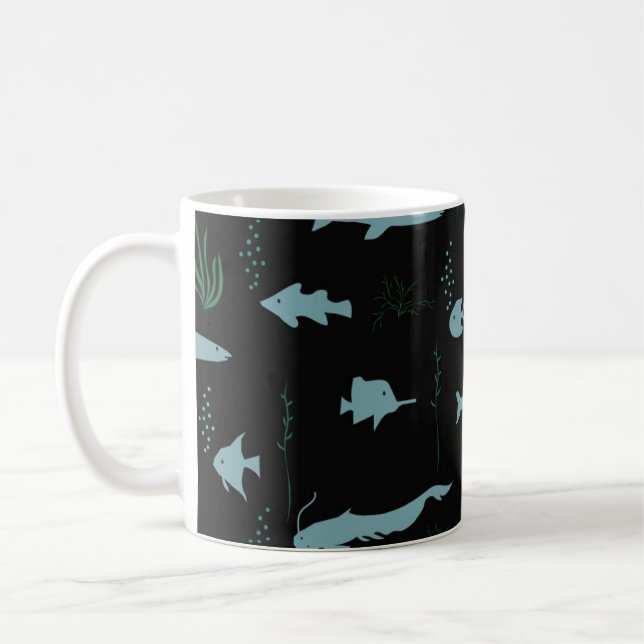 Mug motif sous-marin Abstrait avec poissons et algues (Gauche)