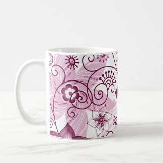 Mug Motif spirale florale rose et blanc
