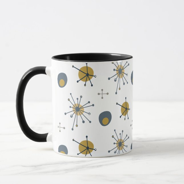 Mug Motif Starburst Atomic MCM Navy, Moutarde, Gris (Gauche)