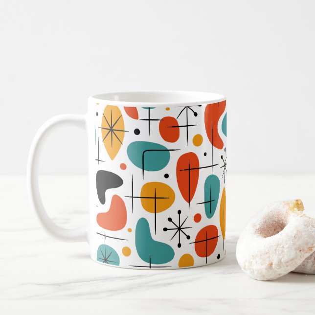 Mug Motif Starburst Moderne du Milieu du Siècle (Avec donut)