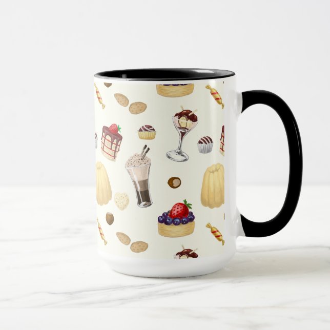 Mug Motif sucré avec des desserts variés. (Droite)