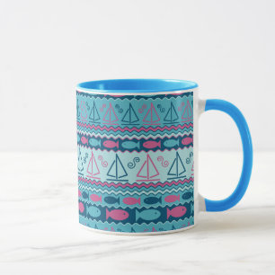 Mug Motif Super Fun Fish And Sailboat