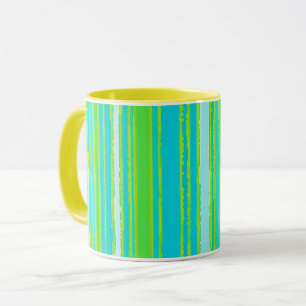 Mug Motif tendance Aqua Turquoise Lime Green Stripes