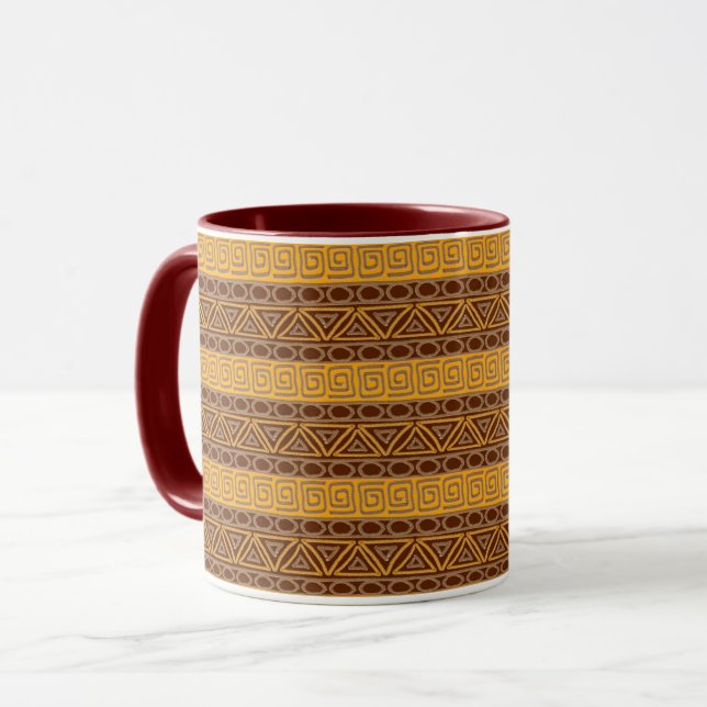 Mug motif tiré par la main africain ethnique (Devant gauche)