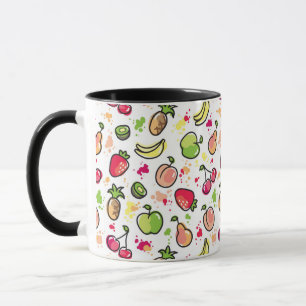 Mug motif tiré par la main de fruits