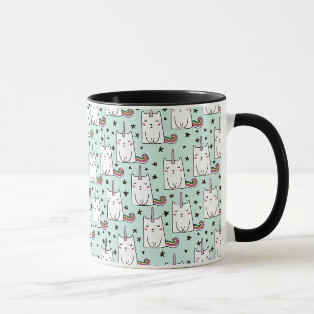 Mug Motif tiré par la main mignon de chat de licorne (Droite)