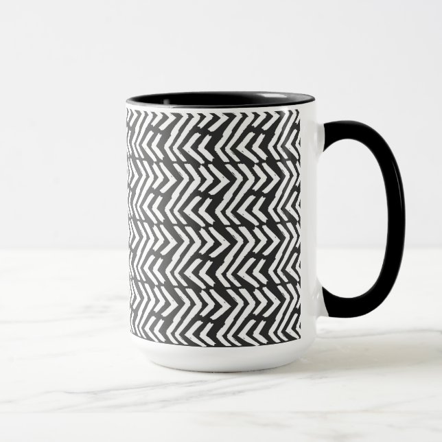 Mug Motif tiré par la main noir de Chevron (Droite)