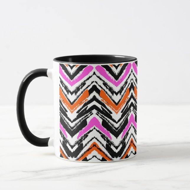 Mug Motif tiré par la main noir, orange, et rose de (Gauche)