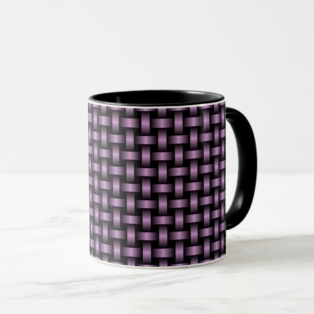 Mug Motif Tissé Noir Violet (Devant droit)