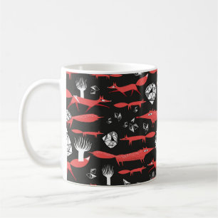 Mug Motif transparent avec renards rouges sur fond som