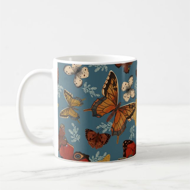 Mug motif transparent bleu papillon (Gauche)