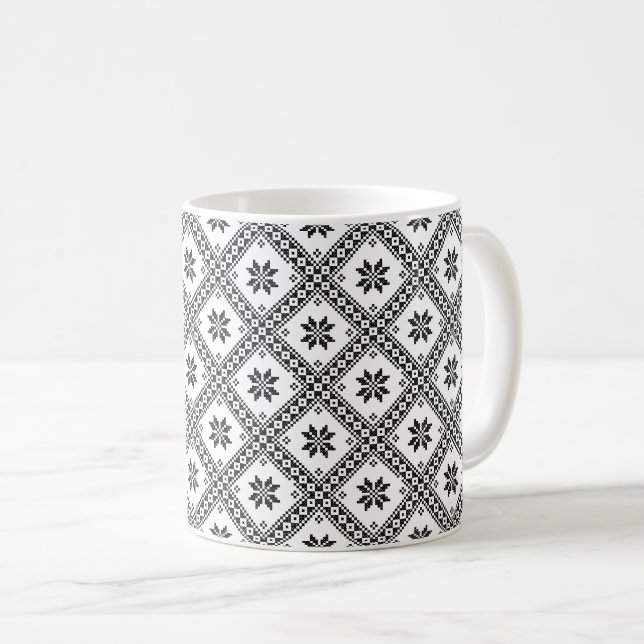 Mug Motif transparent de conception de point de croix  (Devant droit)