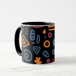 Mug Motif tribal abstrait néon géométrique noir