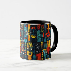 Mug Motif tribal africain avec idoles.