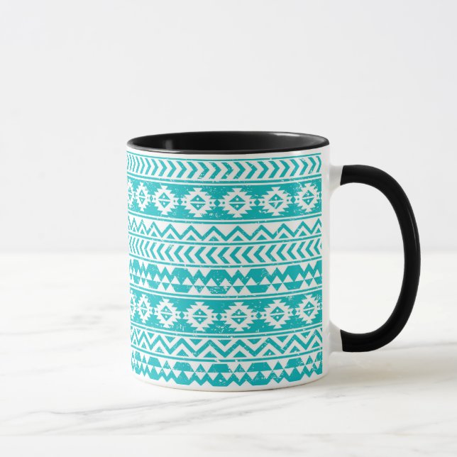 Mug Motif tribal aztèque grunge turquoise (Droite)