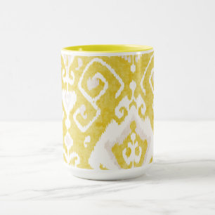 Mug Motif tribal chic jaune et gris ikat pastel