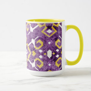 Mug Motif tribal chic jaune violet ikat