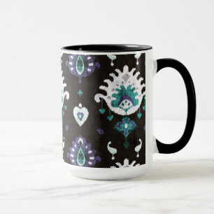 Mug Motif tribal chic noir vert violet ikat