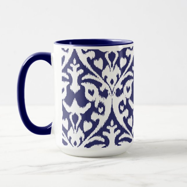 Mug Motif tribal frais d'ikat bleu et blanc (Gauche)