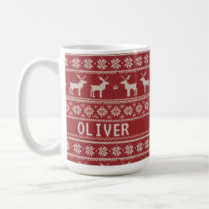 Mug Motif tricot personnalisé de renne nordique