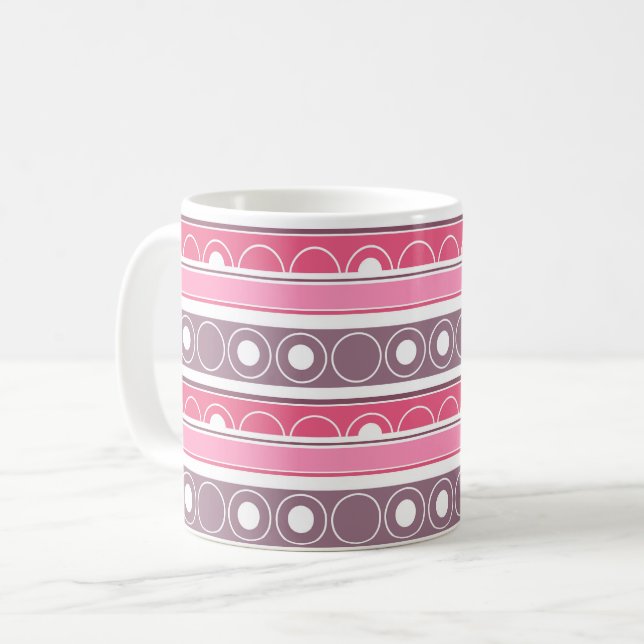 Mug Motif trié avec cercles et anneaux style rétro (Devant gauche)