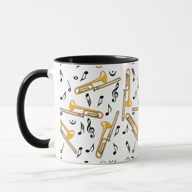 Mug Motif Trombone Music Notes (Gauche)