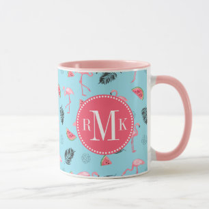 Mug Motif tropical à la mode de Flamant rose et de