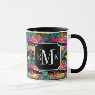Mug Motif tropical abstrait de texture de néon