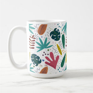 Mug motif tropical avec feuilles colorés
