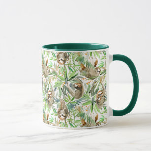 Mug Motif tropical de paresse d'aquarelle
