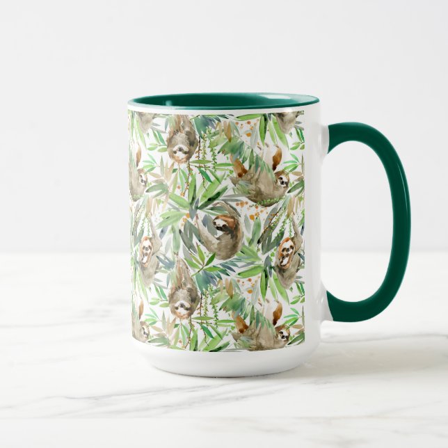 Mug Motif tropical de paresse d'aquarelle (Droite)
