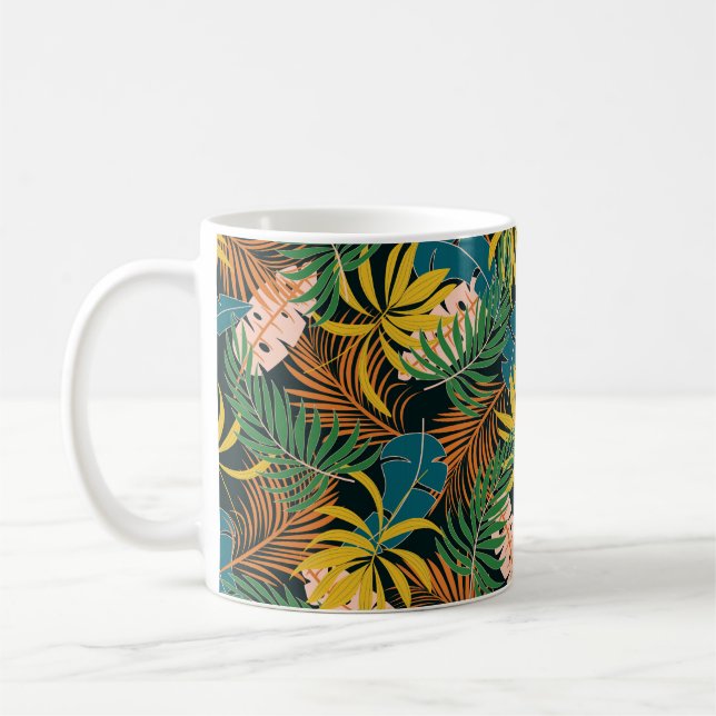 Mug Motif tropical d'été transparent avec jaune vif (Gauche)