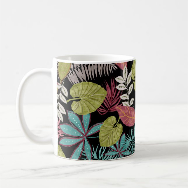 Mug Motif tropical en arrière - plan foncé et lea (Gauche)
